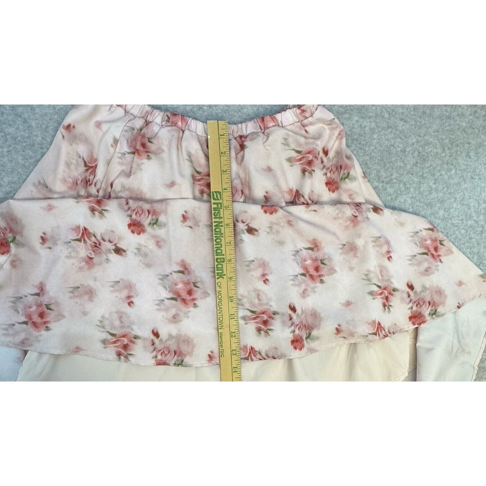 Pink Floral Skirt Womens Small Feminine Flowing Sheer Layer Over Satin Like Slip - Picture 8 of 10